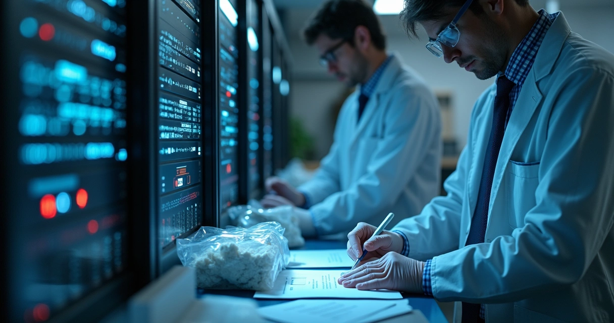 Especialista em perícia digital catalogando provas digitais em servidor seguro 