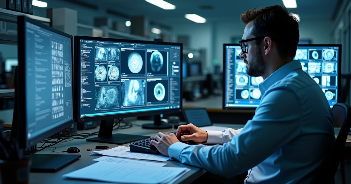 Perito analisando vídeo em tela de computador 