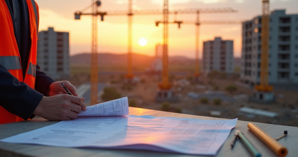 Perito de engenharia analisando obra civil 