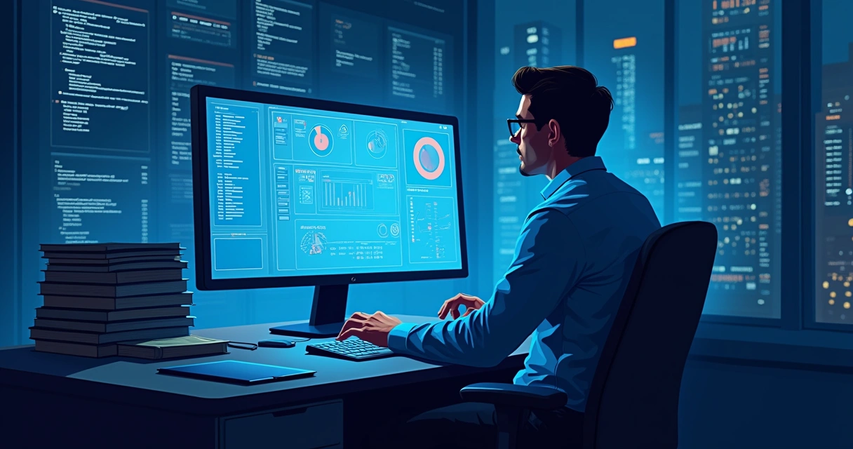 Investigador analisando provas digitais em computador 