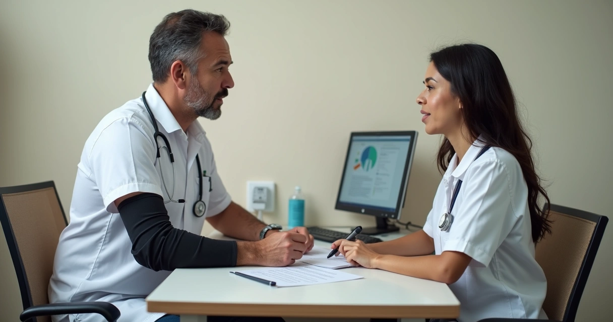 Perícia médica com segurado e documentos