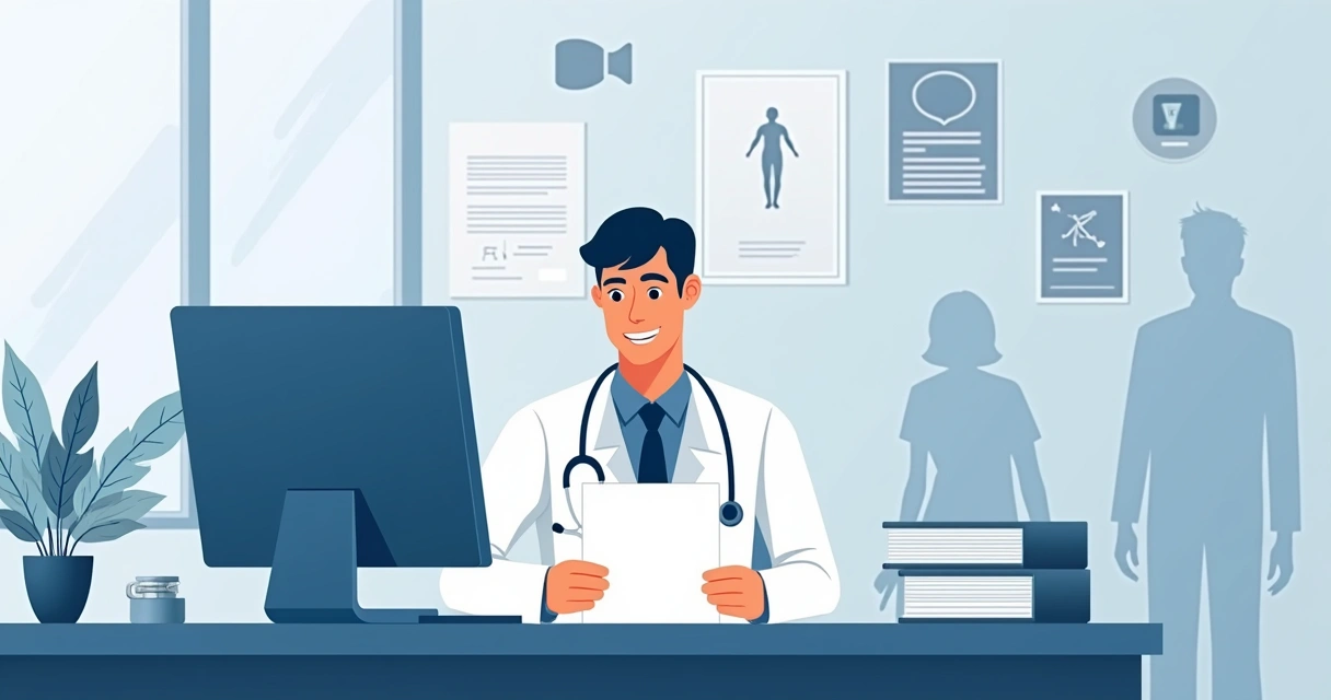 Médico do INSS analisando documentos de perícia médica
