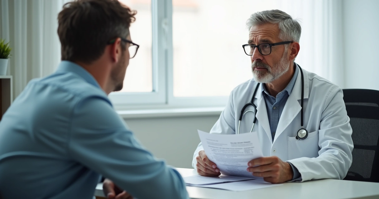 Perito examinando paciente durante perícia do INSS 