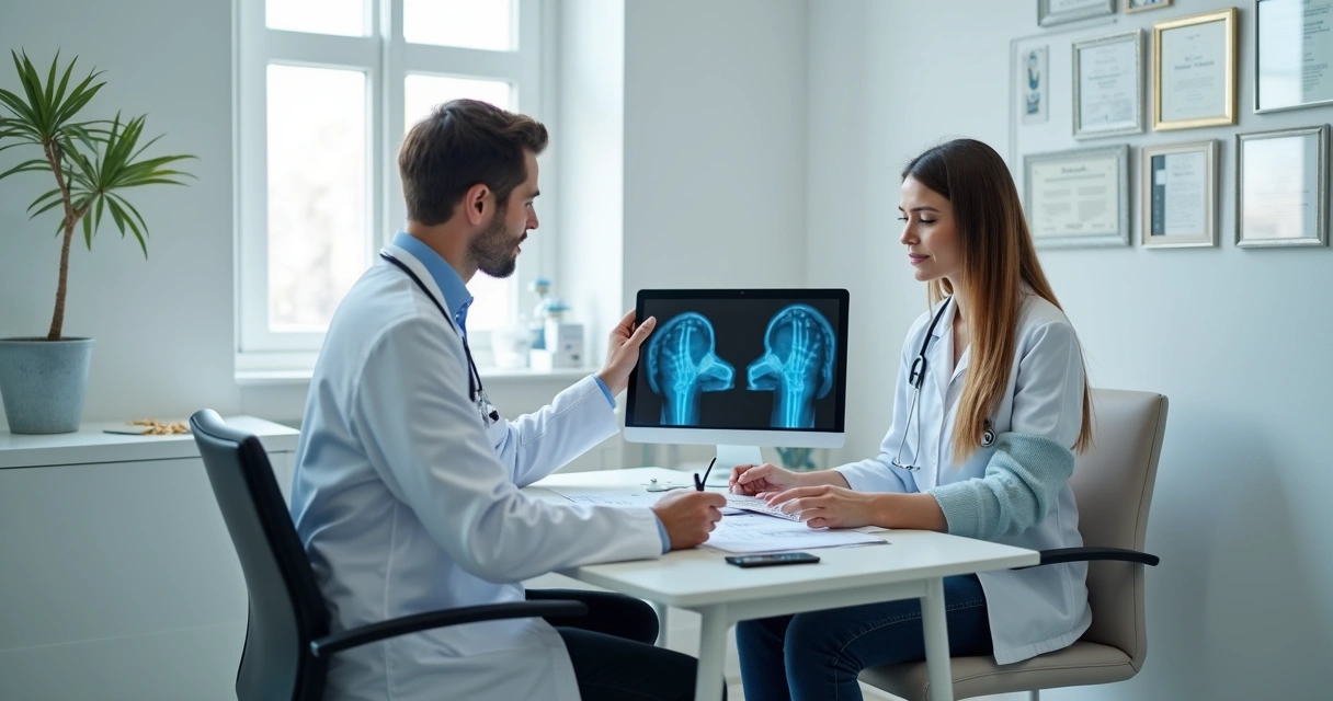 Perícia médica avaliando pessoa após queda 