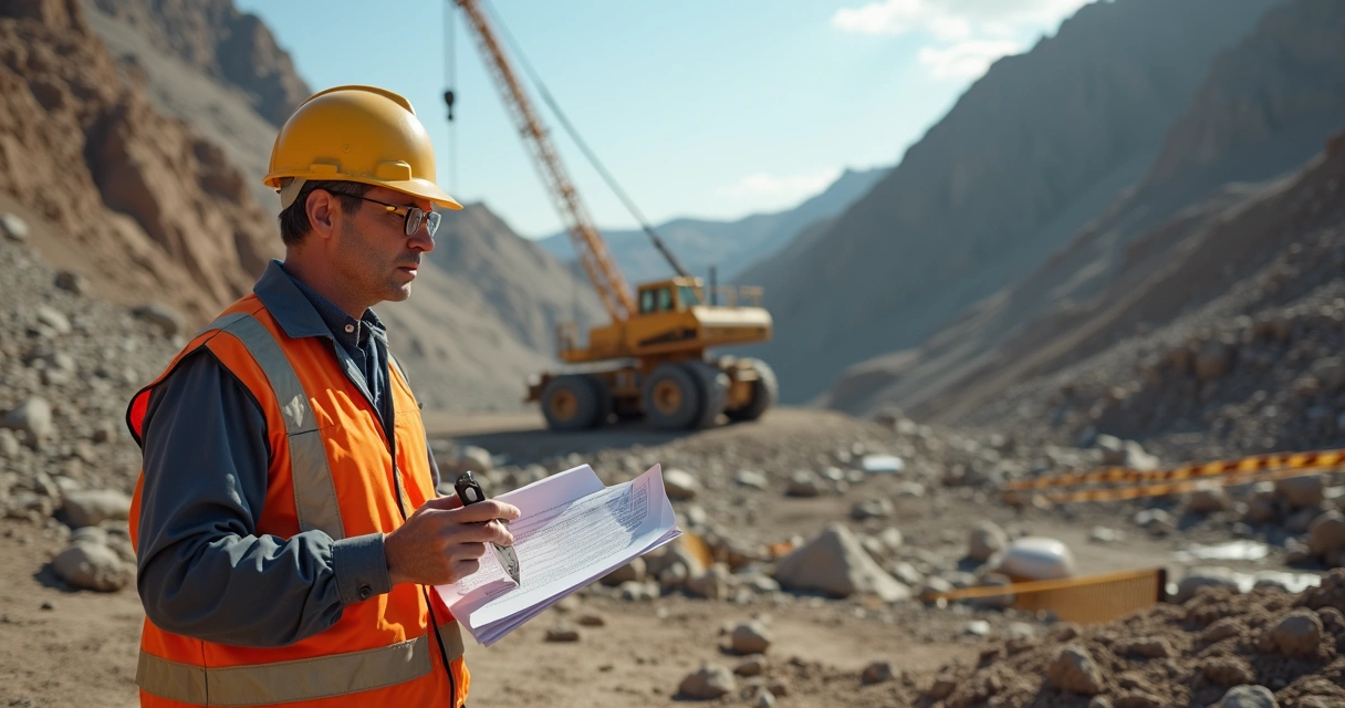 Perito analisando local de acidente em mineradora 