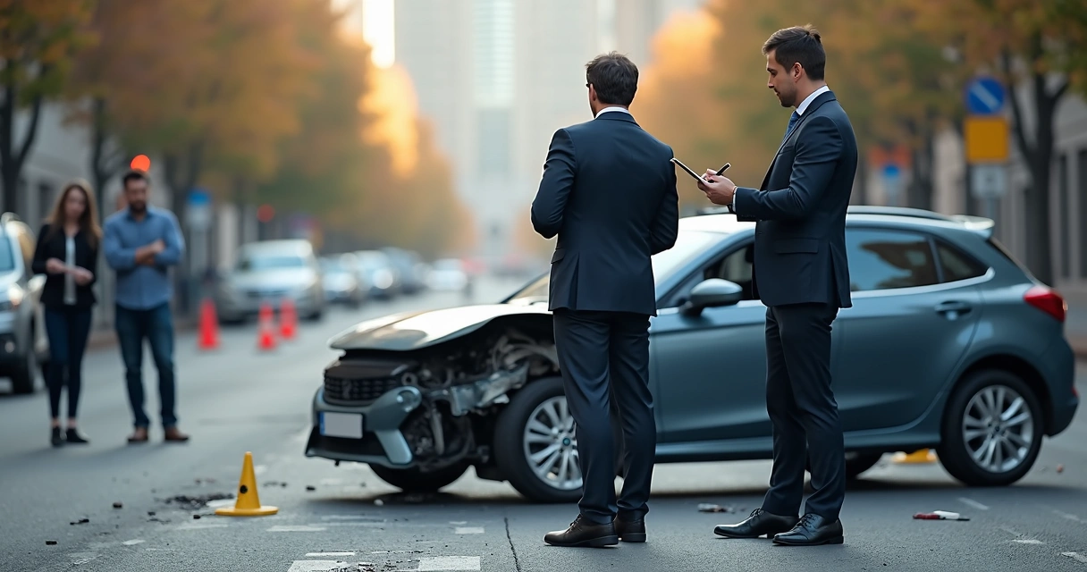 Peritos analisando local de acidente de trânsito 