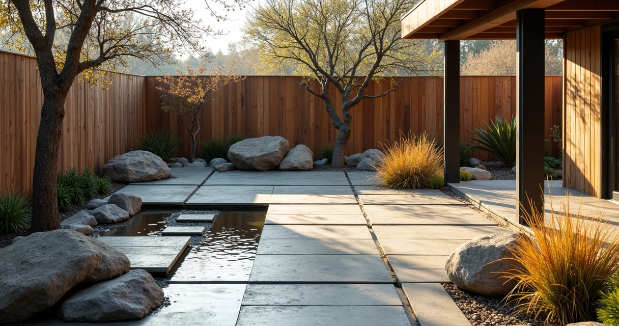 Permeable patio with native plants in Austin