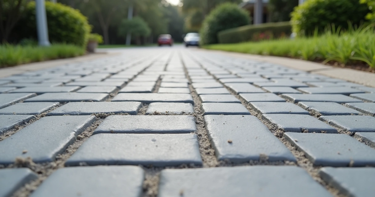 Close-up of permeable driveway pavers in Florida 