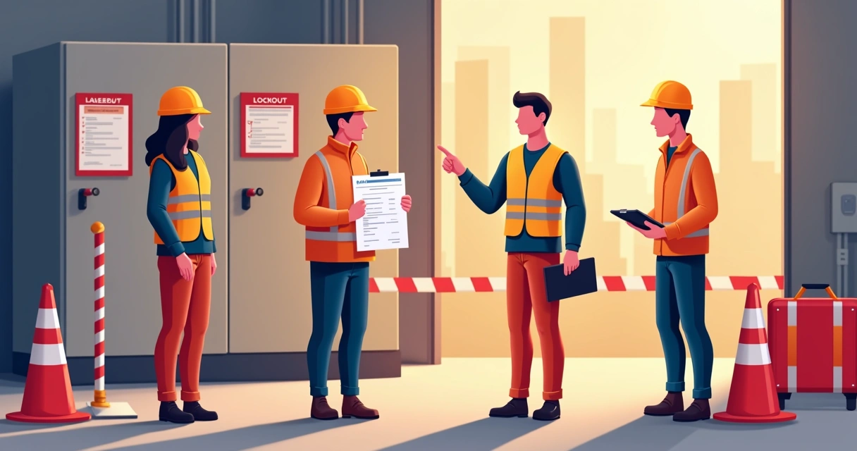 Equipe fazendo briefing de permissão de trabalho 
