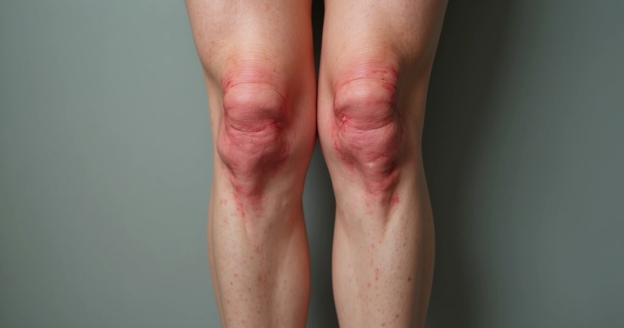 Perna com inchaço e veias visíveis.