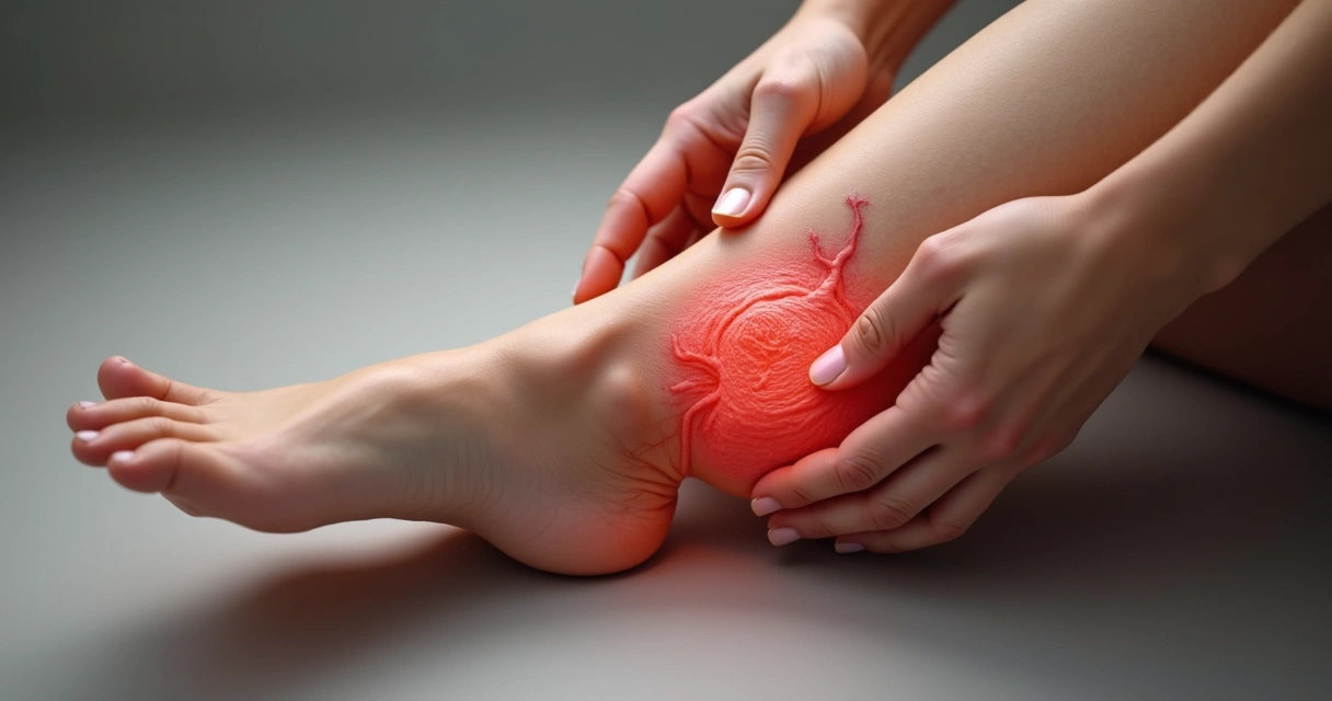 Perna inchada e avermelhada, sinais iniciais de trombose 