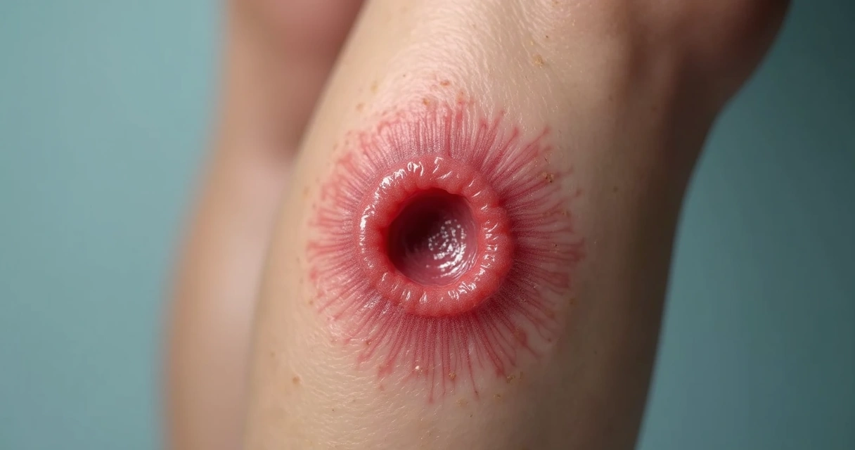 Veia vermelha saliente na perna devido à tromboflebite 