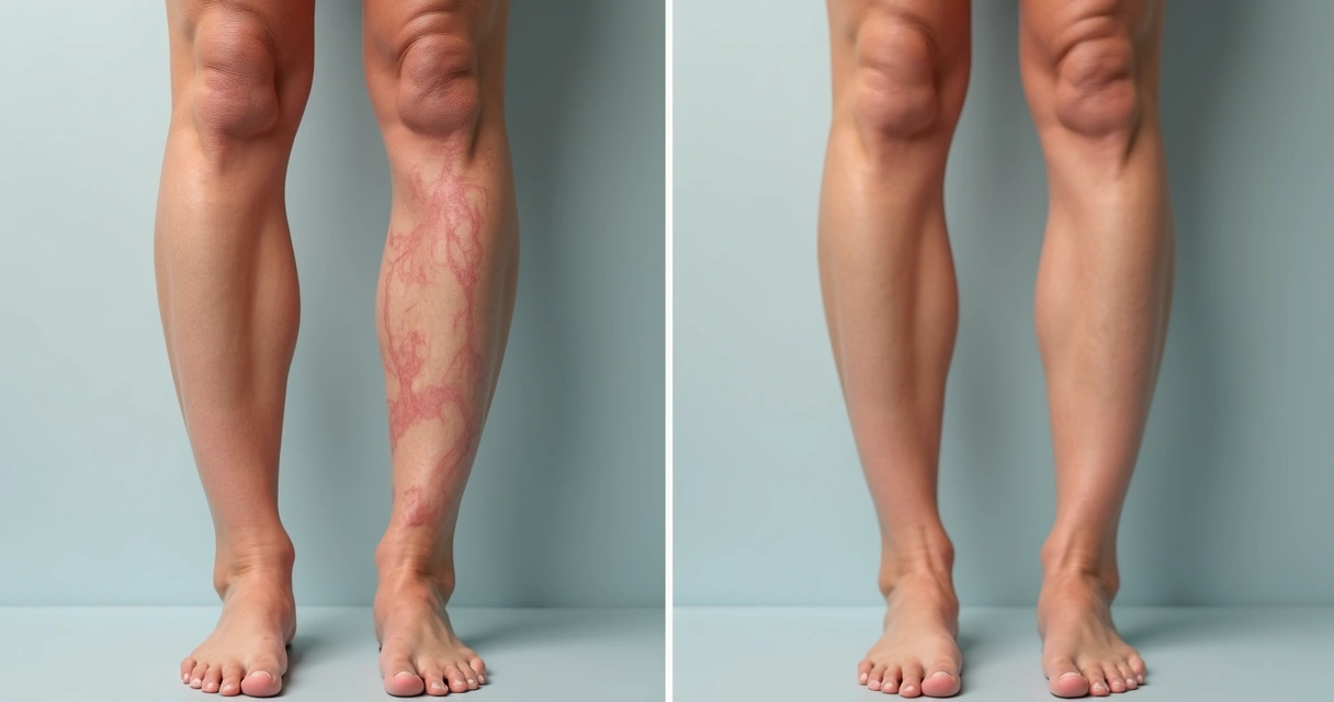 Antes e depois do tratamento de varizes com laser 