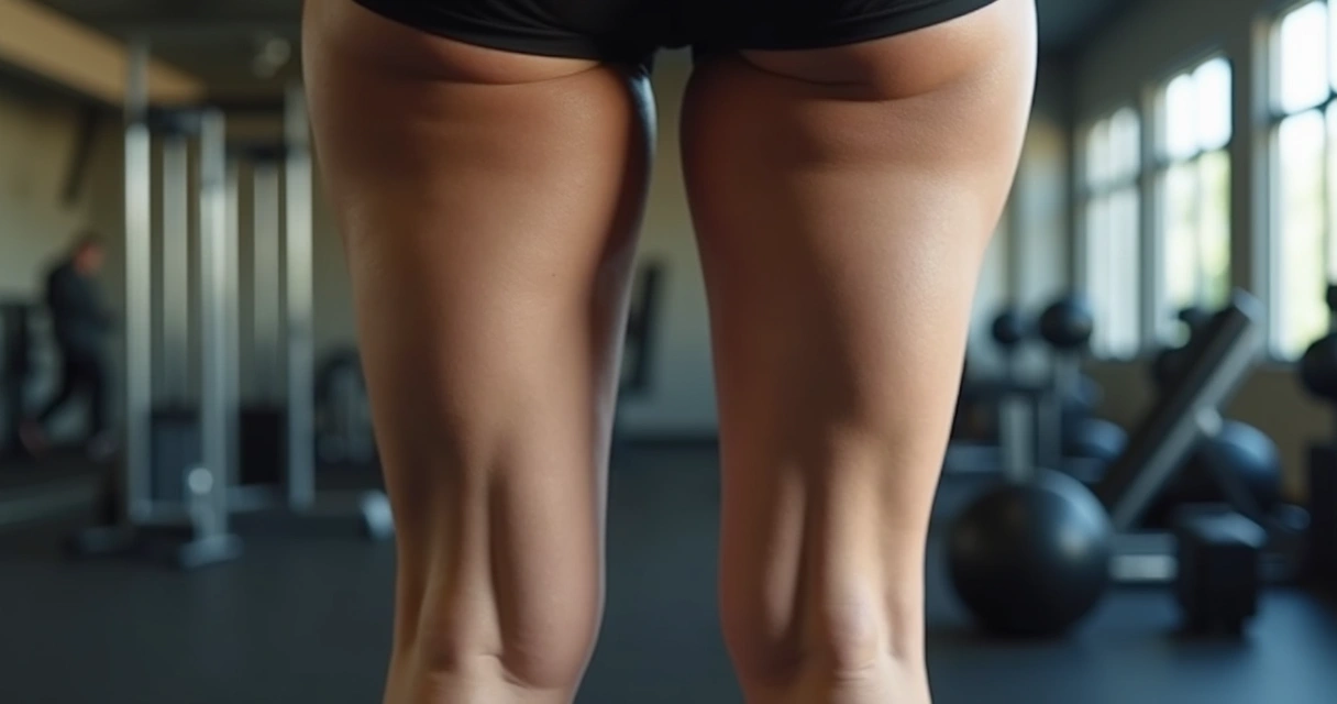 Pernas femininas fazendo exercício de força em academia 