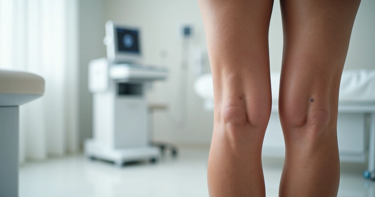Pernas femininas mostrando diferença visual entre microvarizes e vasinhos em close 