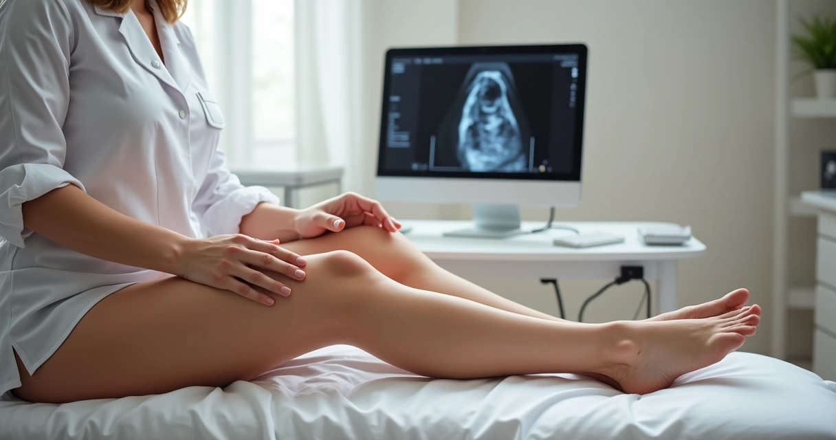 Avaliação das pernas com varizes em consultório vascular 