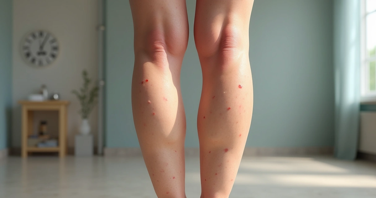 Pernas femininas mostrando varizes leves e vasinhos proporcionado comparação visual 