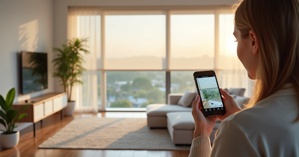 Persiana automática conectada controlada por smartphone 