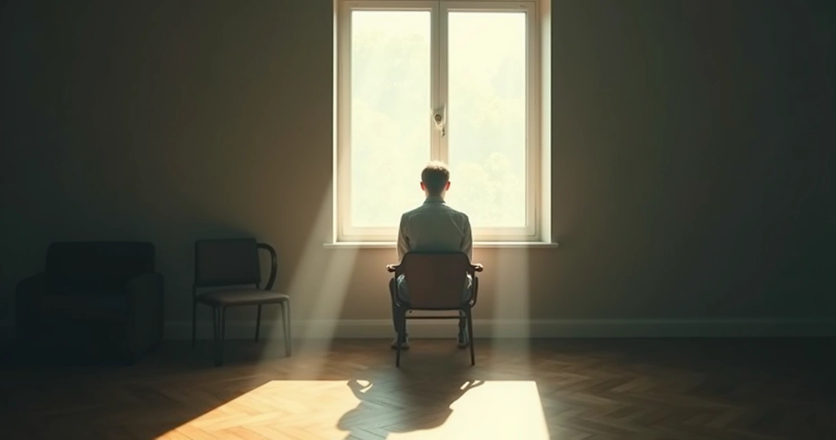Person sitting alone by the window, lost in reflection 