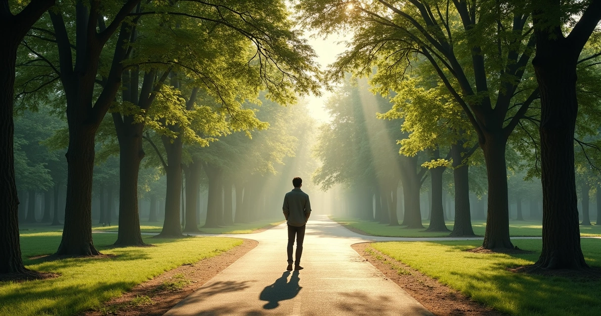 Person standing at a crossroads deciding between different paths