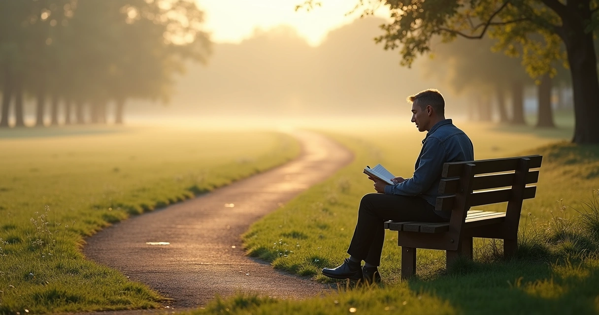 Person at a crossroads writing in a journal