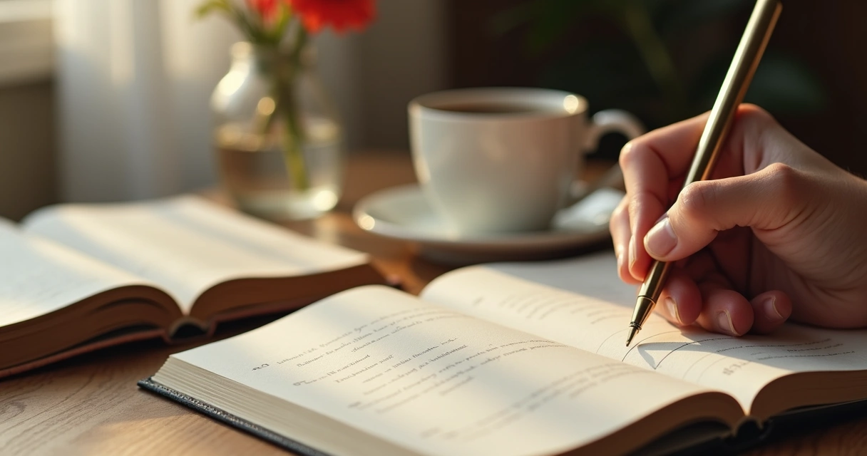 Person writing thoughts into a journal 