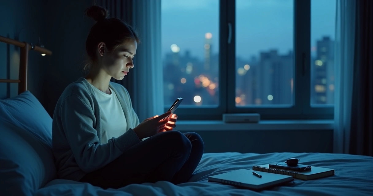 Person holding a phone beside a window in dim light