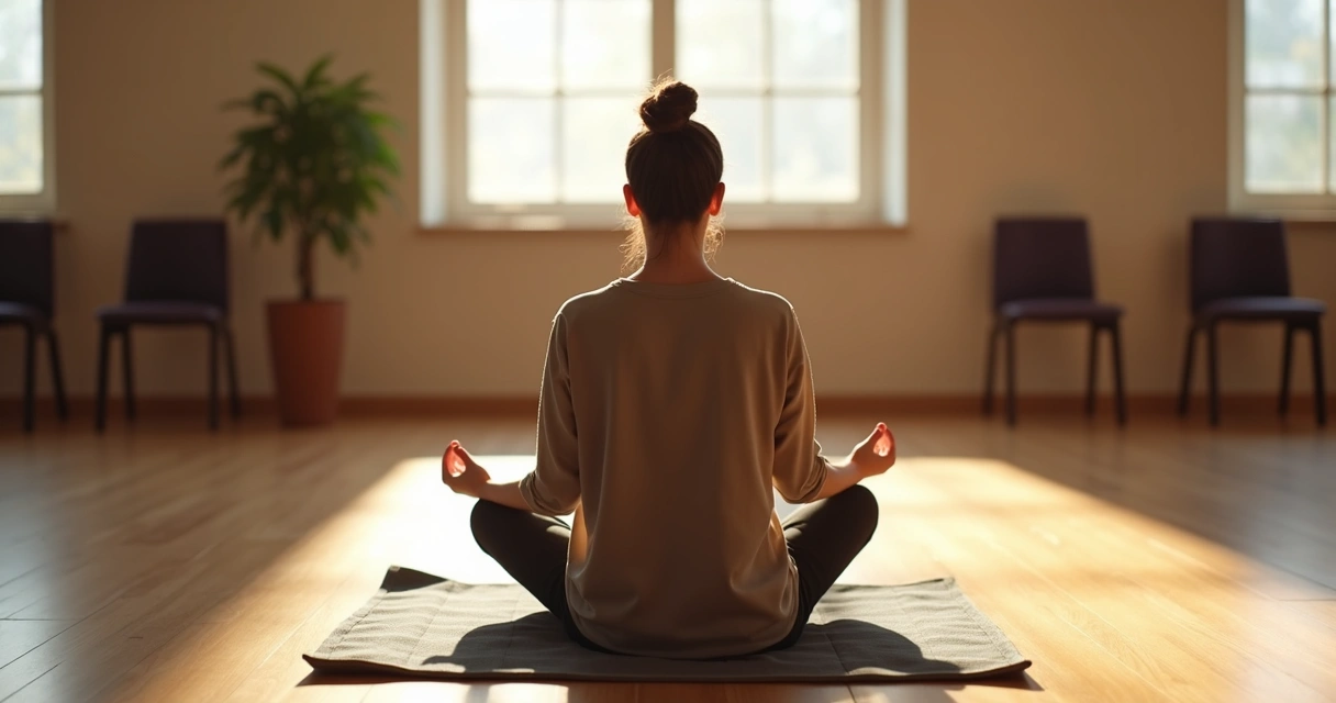 Person sitting in meditation after a reflective group session