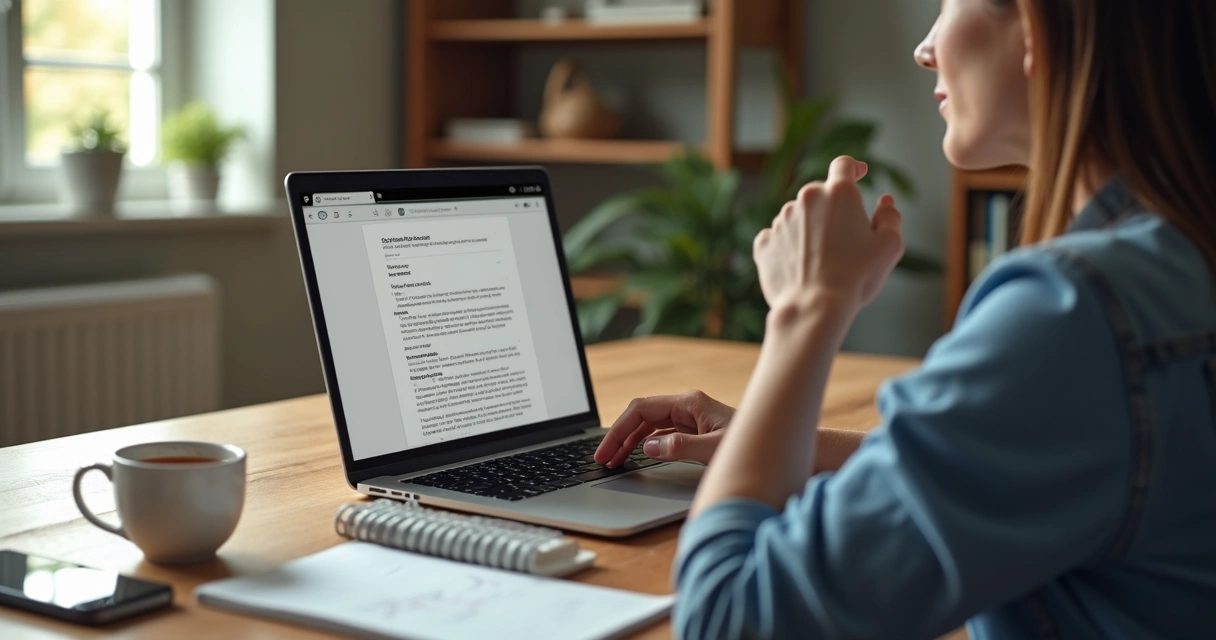 Person pausing before sending an email at a desk