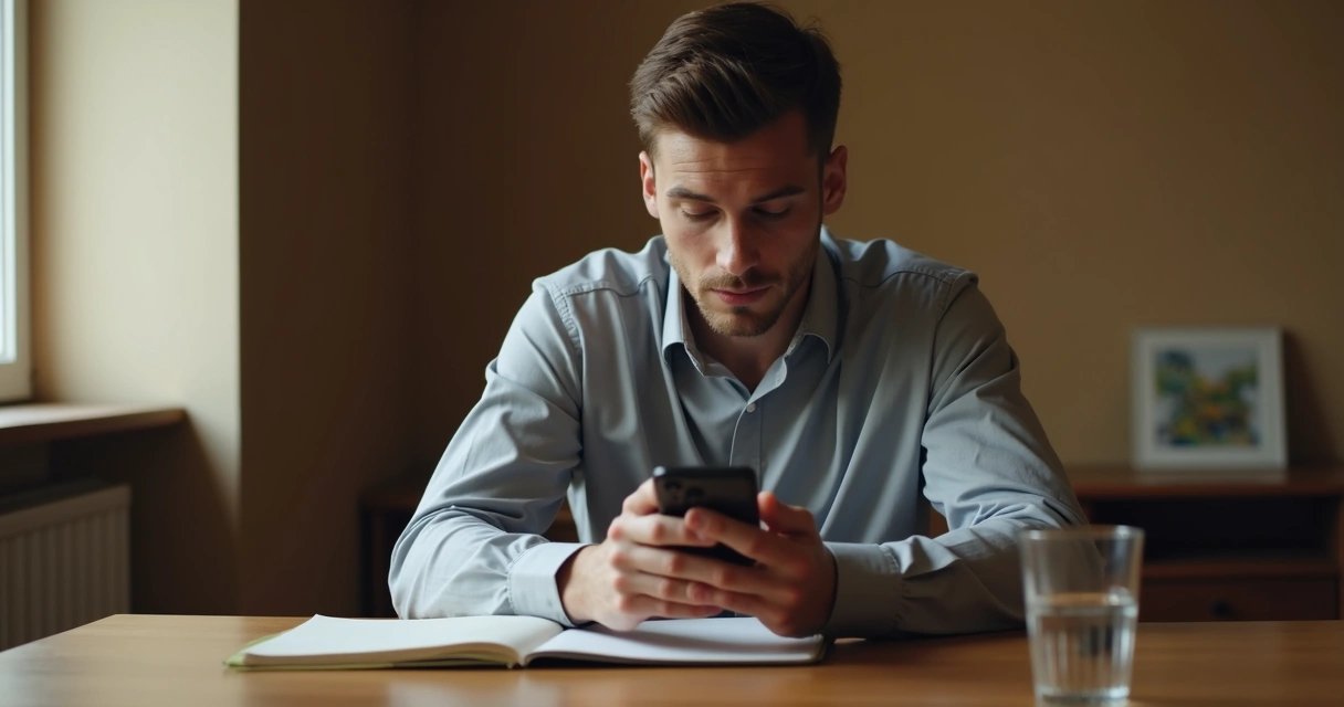 Person pausing before replying in a quiet room