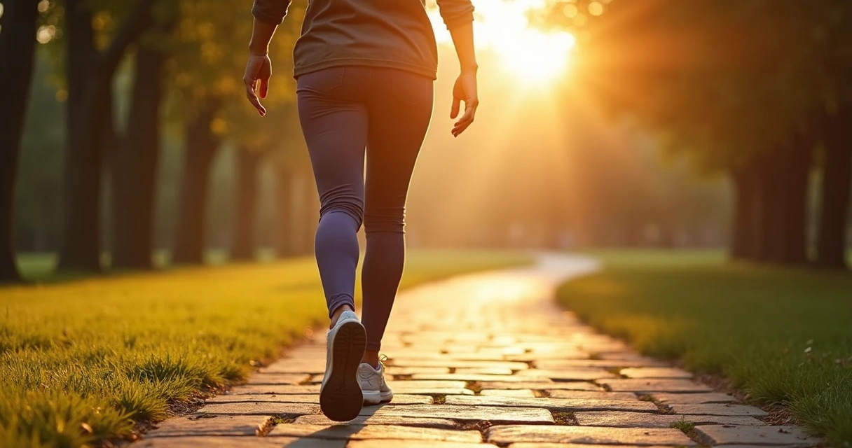 Person stepping forward on a quiet path 