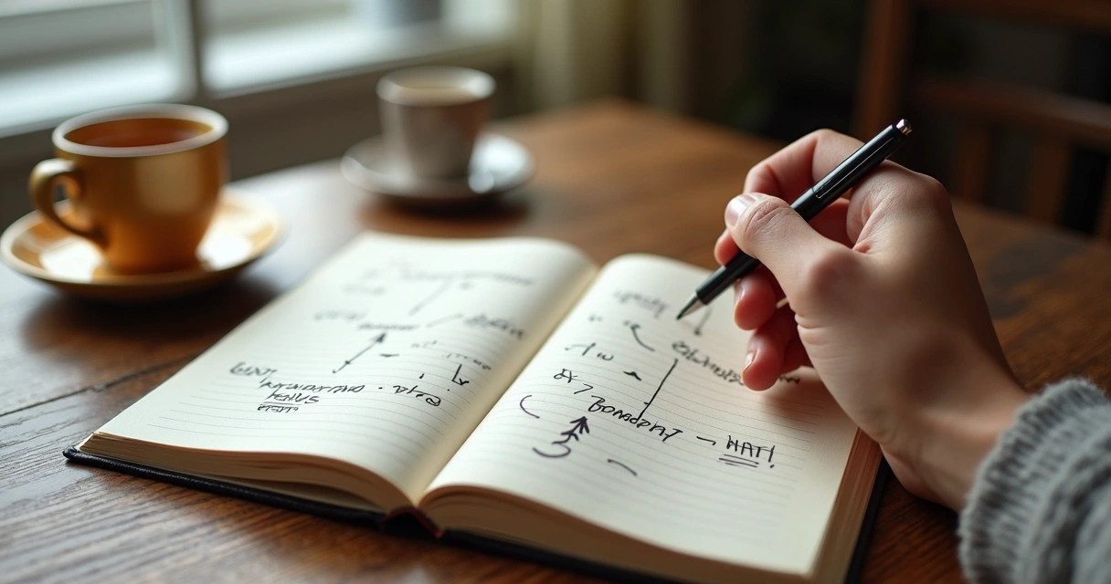 Notebook with recurring habits and relationship notes