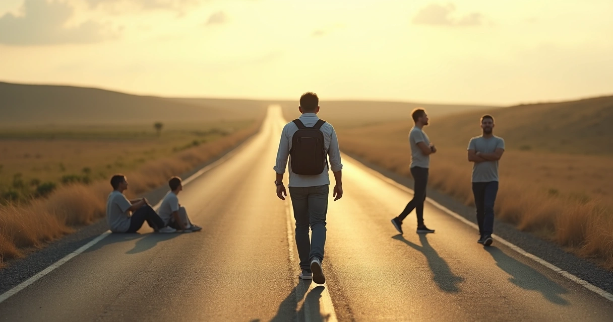 Persona caminando sola por un largo camino mientras reflexiona sobre sus decisiones 