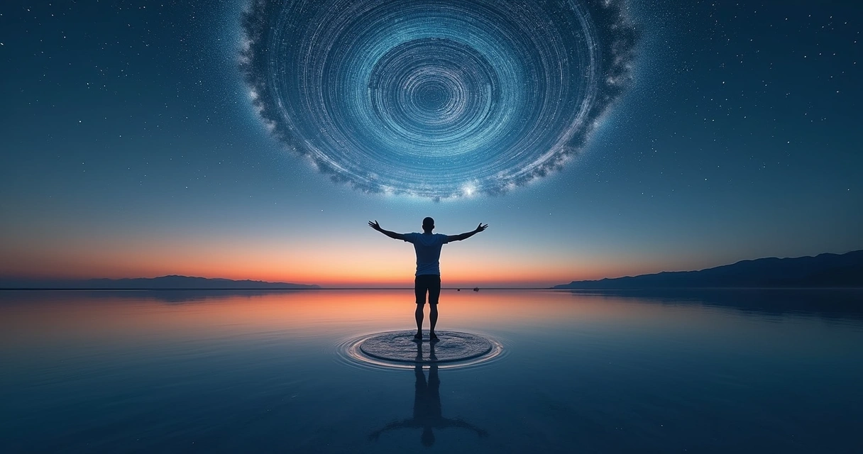 Persona contemplando una espiral de estrellas en el cielo nocturno 