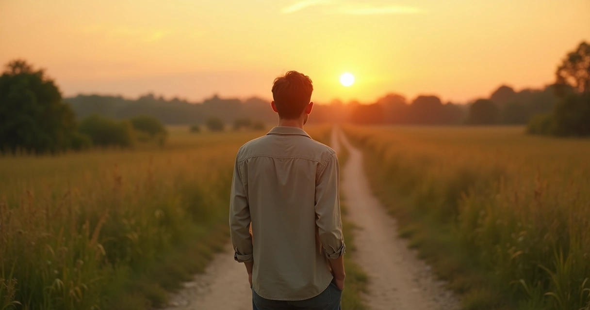 Persona de pie ante dos caminos tomando una decisión consciente 