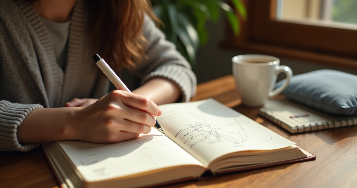 Persona escribiendo en un cuaderno sobre límites personales 