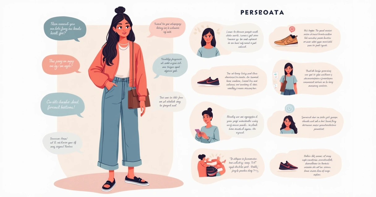 Perfil detalhado de persona feminina para loja digital