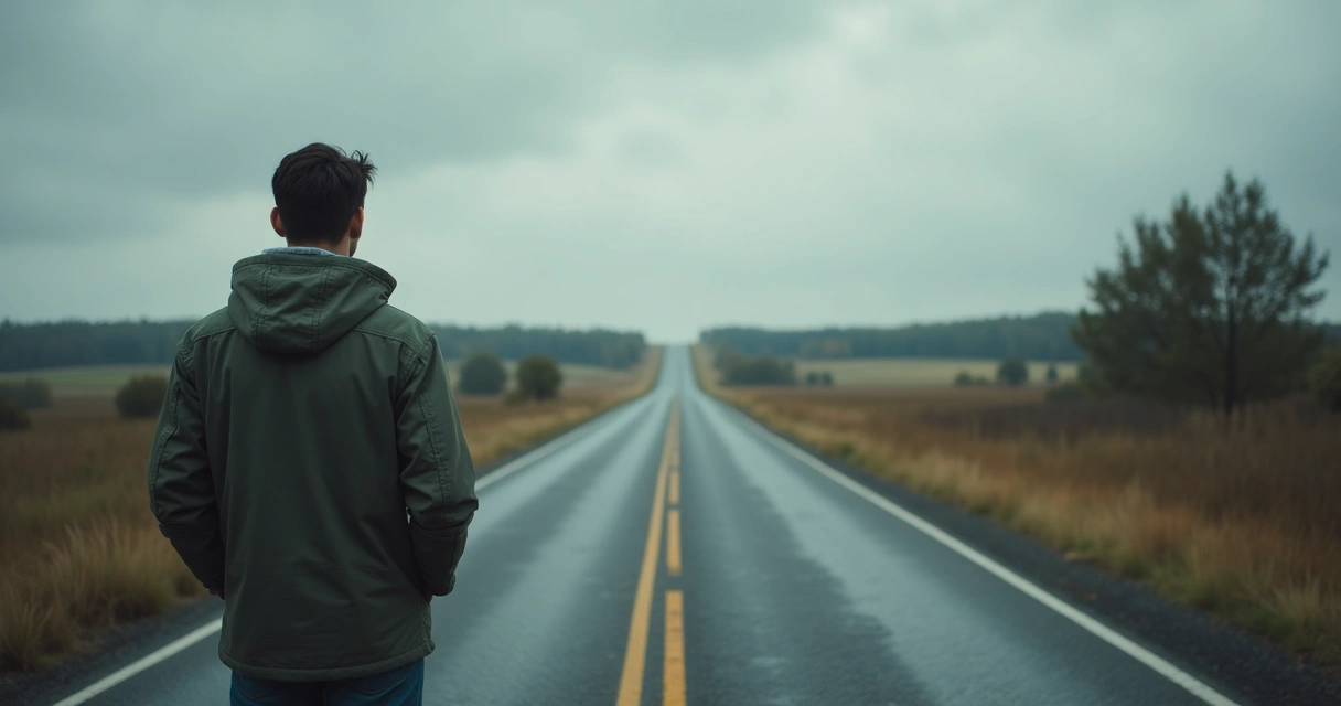 Persona mirando un camino que se bifurca 