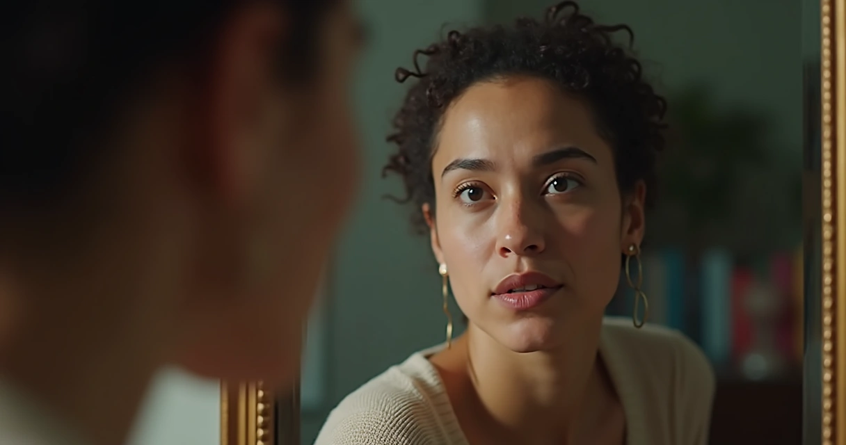 Persona observando su reflejo en el espejo