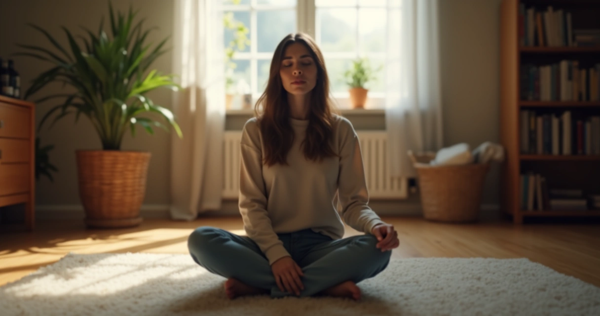 Persona sentada en silencio mirándose hacia adentro 