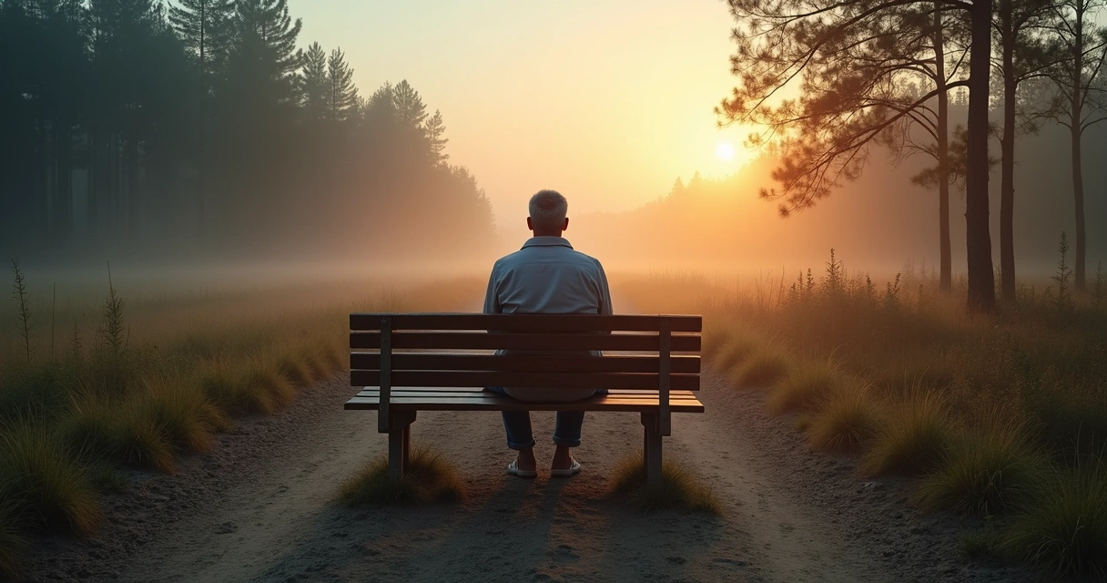 Persona sentada frente a bifurcación de caminos observando su miedo antes de decidir 