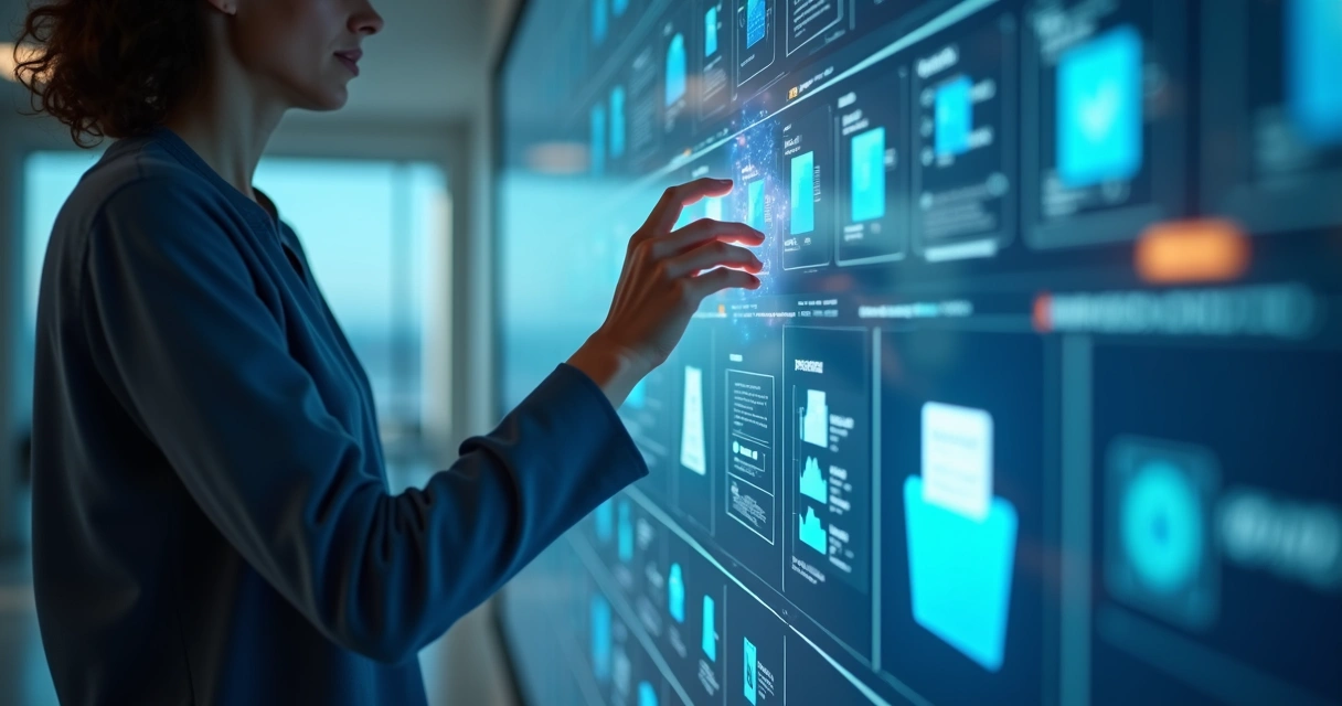 Persona organizando información digital en pantalla 