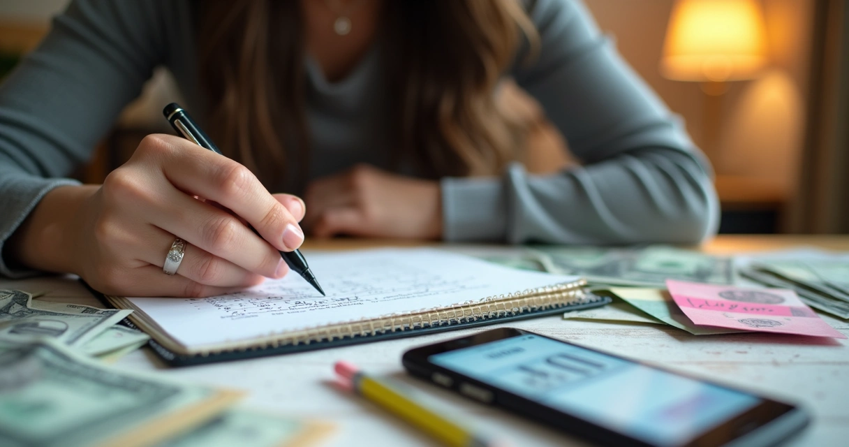 Persona planificando presupuesto con documentos 