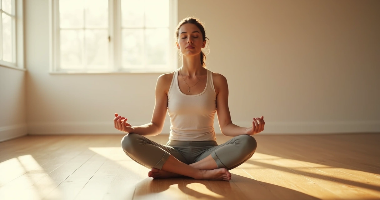 Persona sentada con ojos cerrados y atención plena en el cuerpo 