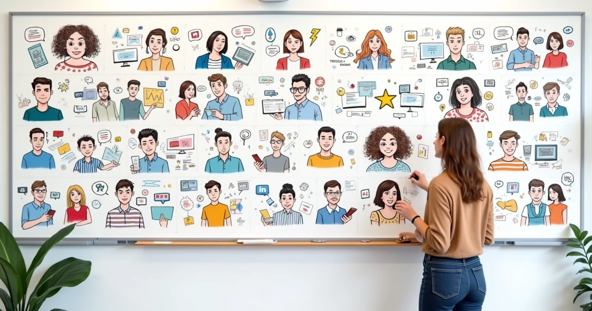 Quadro com características de personas de público-alvo para marketing digital