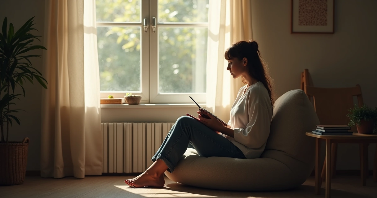 Persona reflexionando sola frente a una ventana.