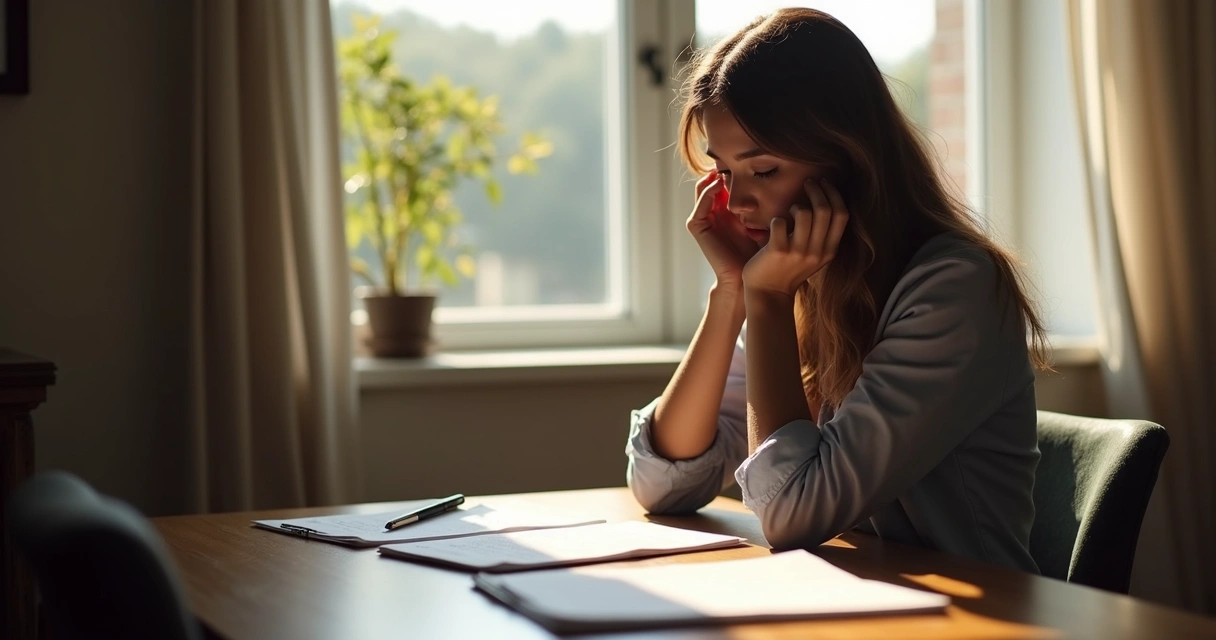 Persona reflexionando antes de tomar una decisión 