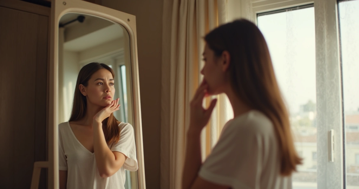 Persona reflexionando frente al espejo 