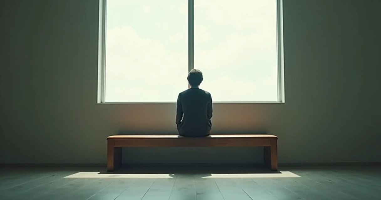 Persona sentada sola frente a una ventana, reflexionando en un ambiente sereno 