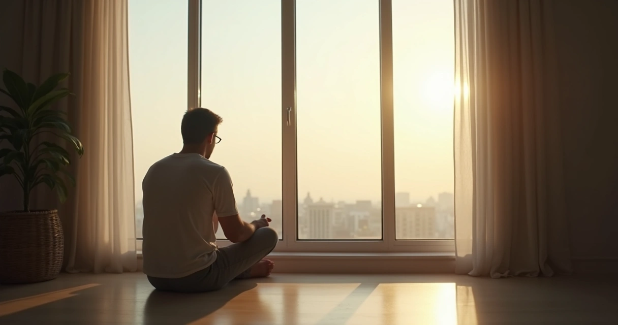 Persona pensativa mirando por la ventana.